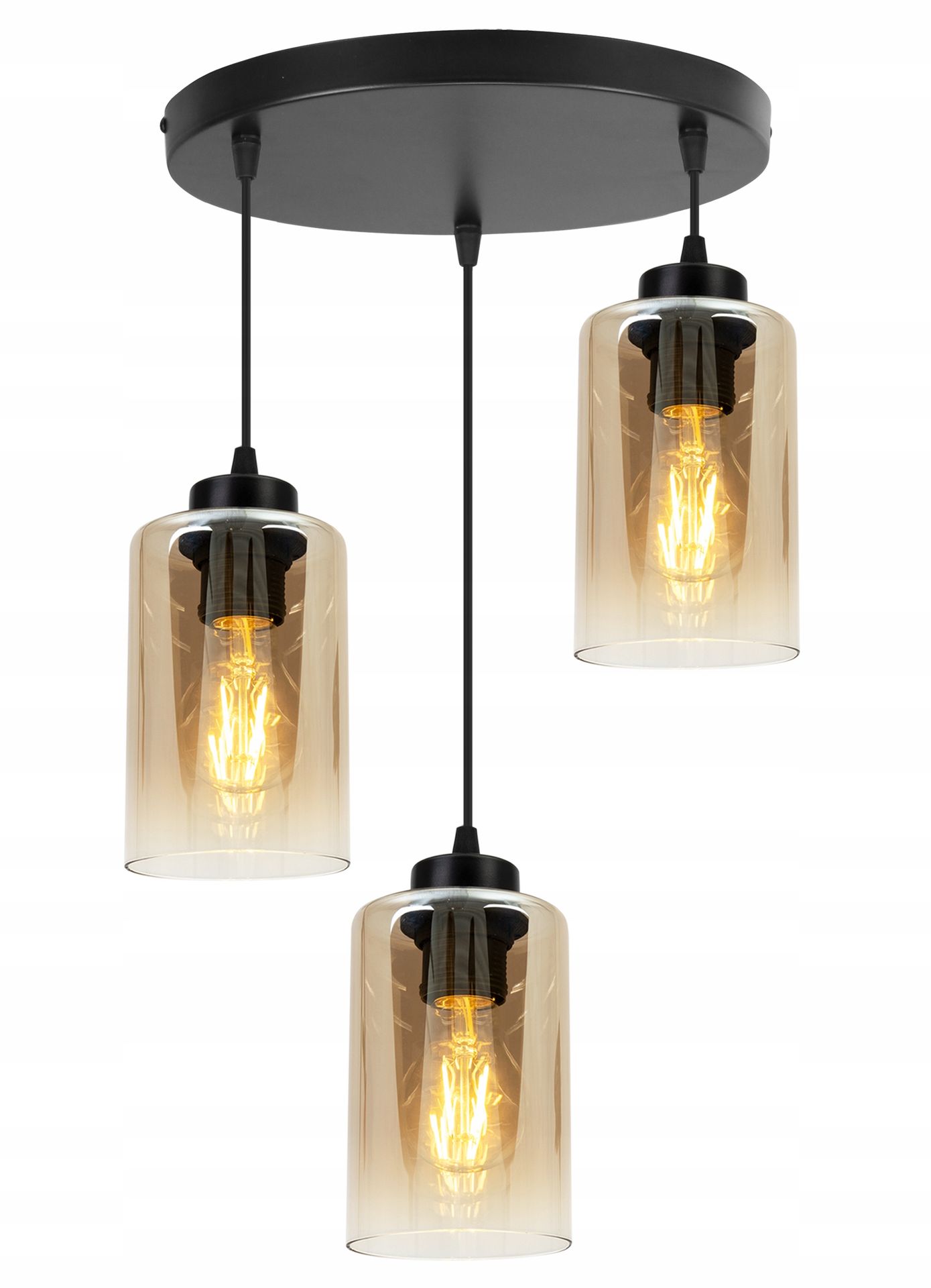 Lampa Sufitowa Wisząca Żyrandol Czarny Potrójna Do Kuchni Salonu Jadalni