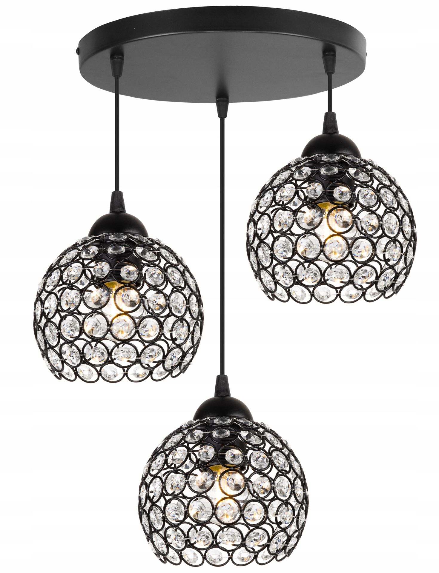 Lampa Wisząca Sufitowa Glamour Potrójna Żyrandol Plafon Kryształki