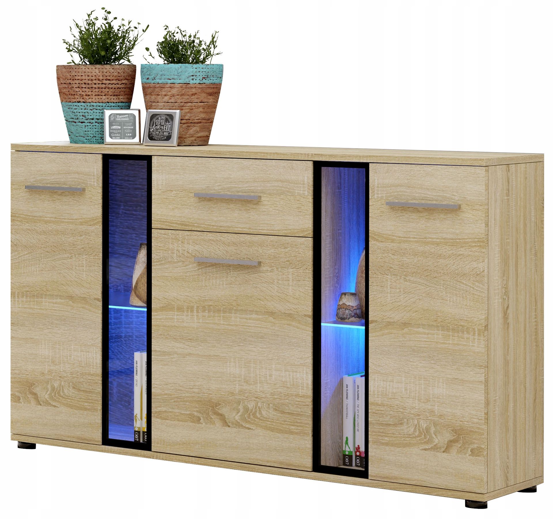 Nowoczesna Komoda Cube dąb sonoma 140 cm