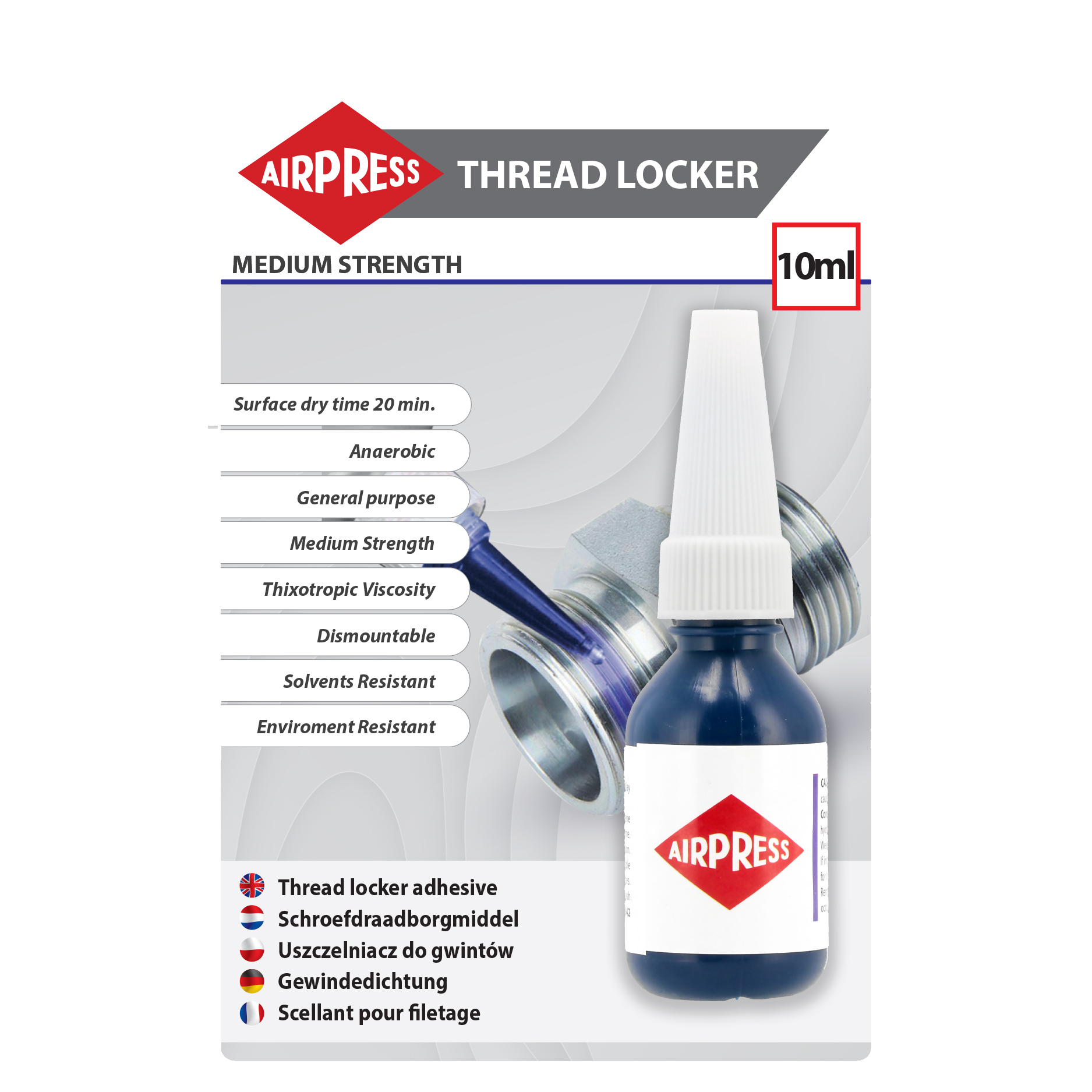 Klej do gwintów 10ml średniej mocy