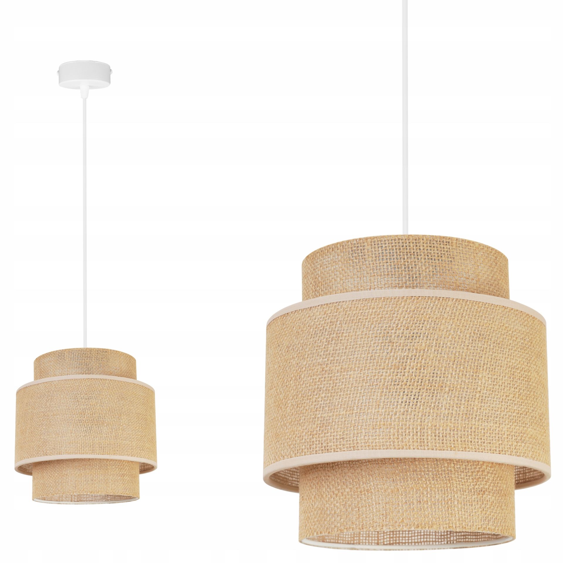 Lampa Sufitowa Wisząca Żyrandol Pojedyncza Abażur Boho Juta Nowoczesny