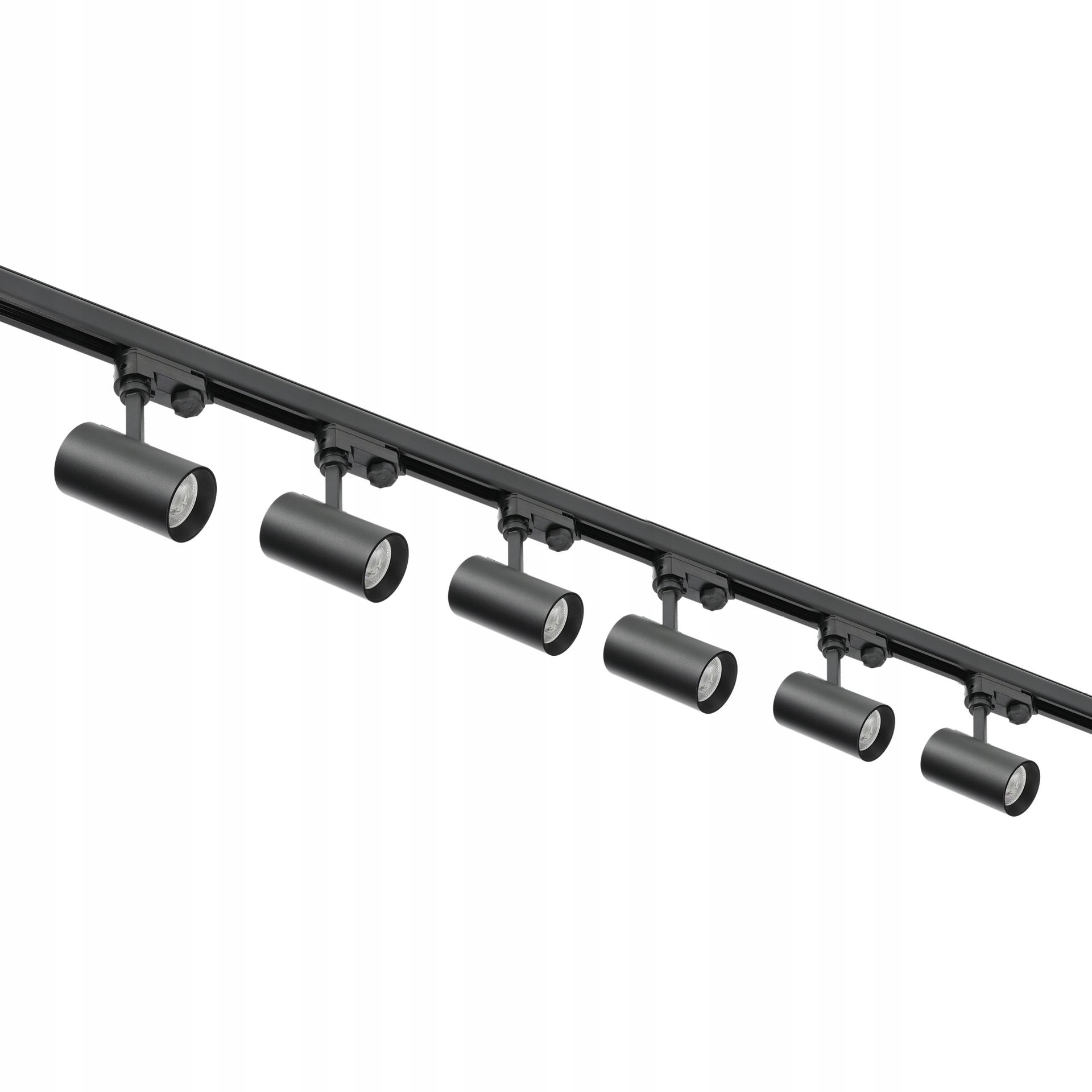 Zestaw szynowy 3 fazowy szyna 2m, 6x Lampa Czarny kompletny zestaw