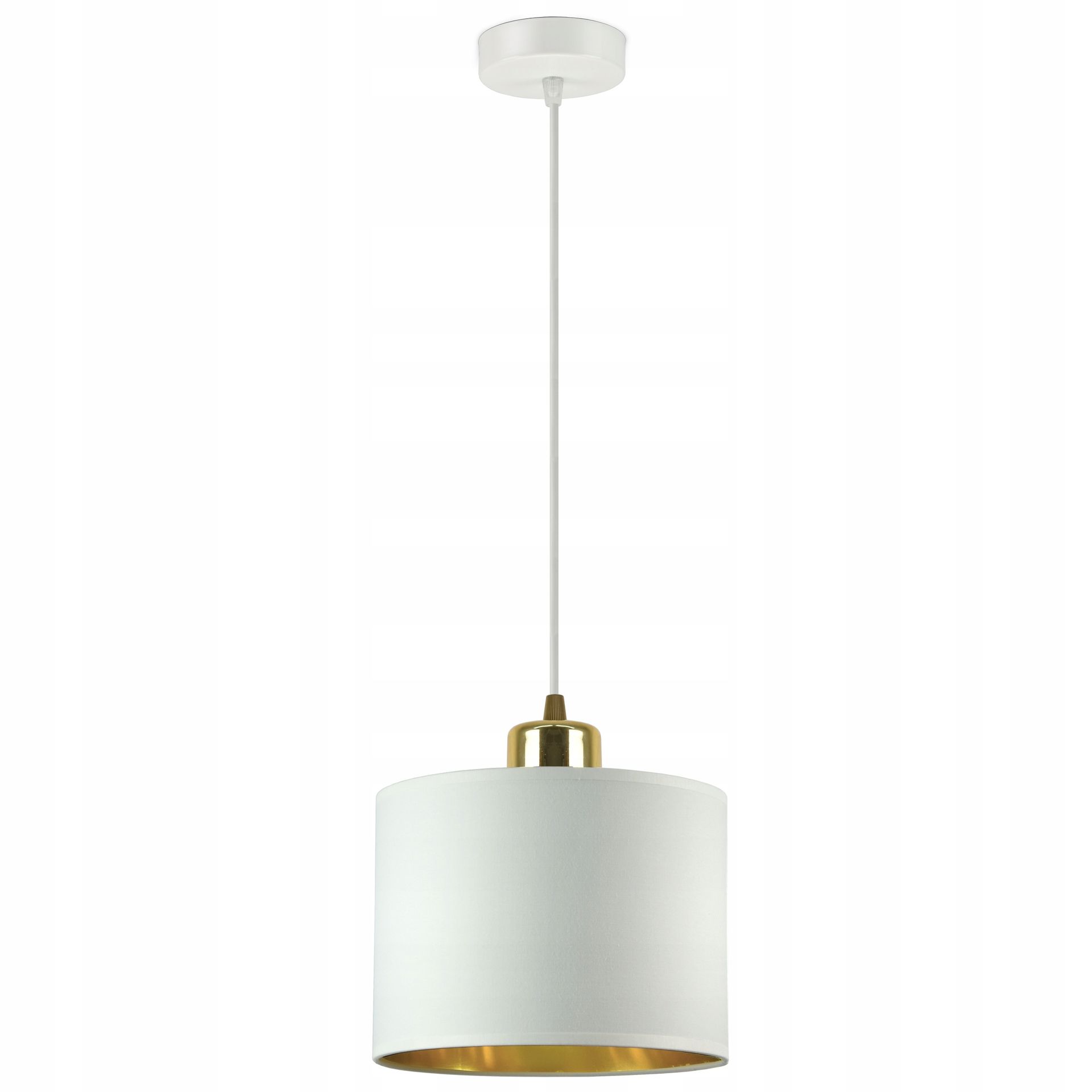 Lampa Wisząca Żyrandol Abażur Biały Złoty Led