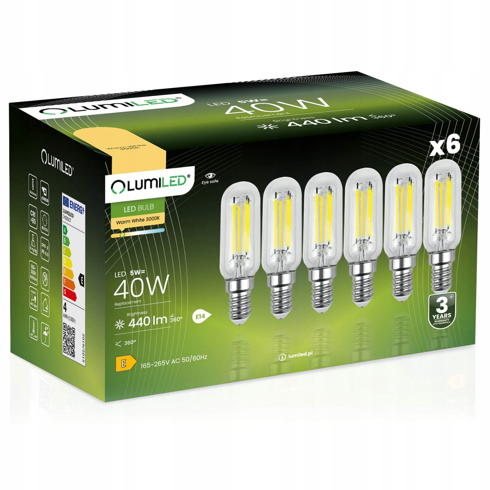 6x Żarówka Led E14 T25 Lodówka Okap 4W 40W 3000K Ciepła Filament Ozdobna