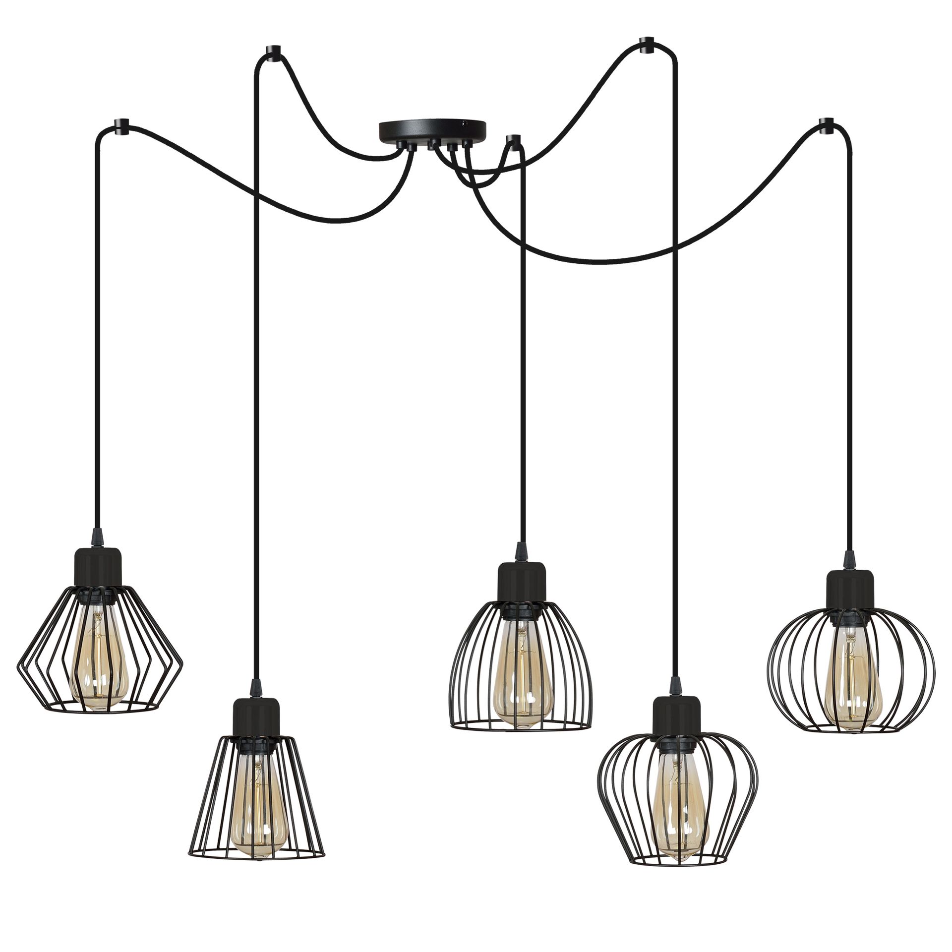 Lampa Sufitowa Wisząca Żyrandol Pająk Różne Klosze Loft Led