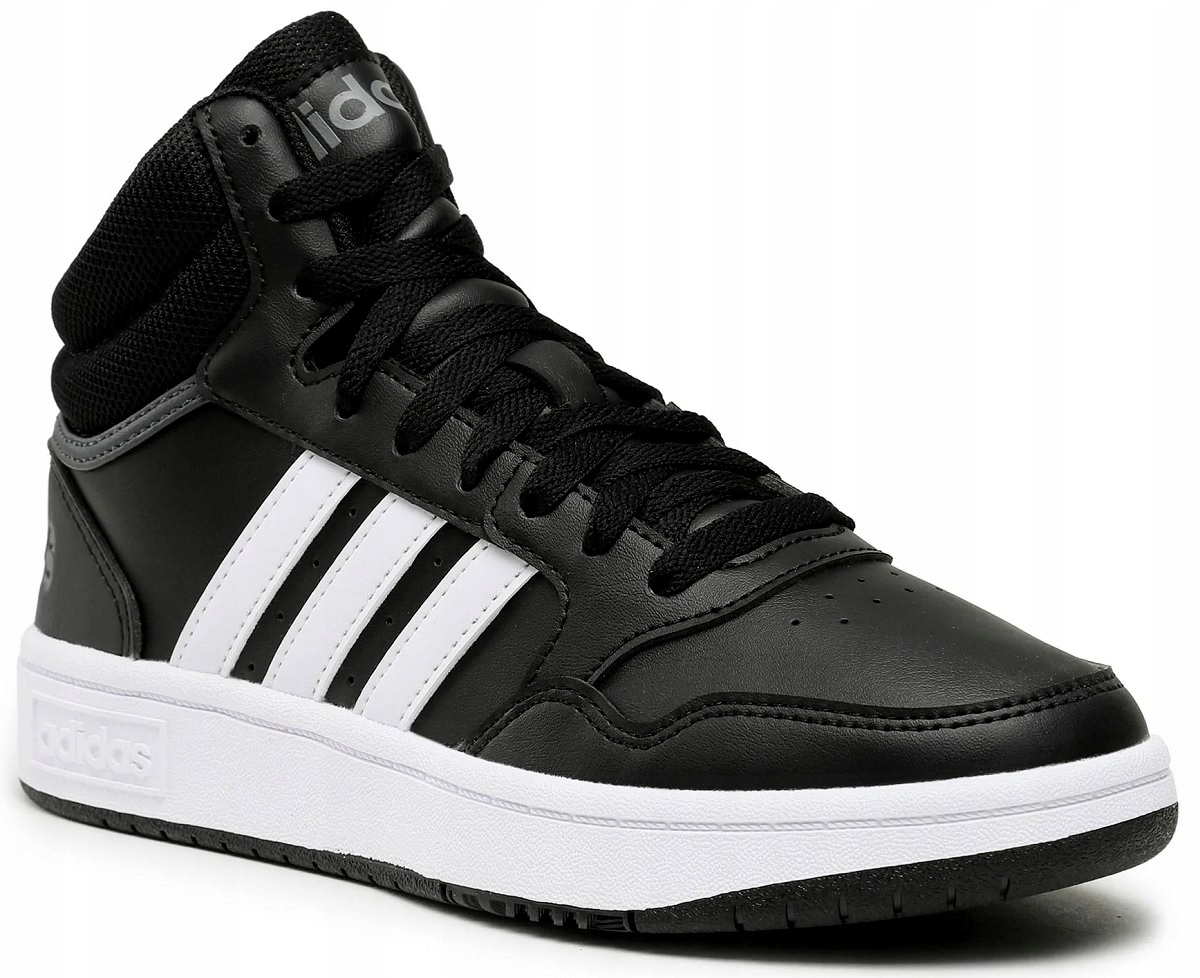 Buty Męskie Sportowe Wysokie Czarne Skórzane Adidas Hoops MID GW3020