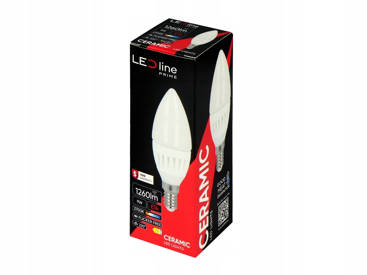 Żarówka Led E14 9W Świeczka Ledowa C37 Ledline Prime 1260LM Ciepła 2700K