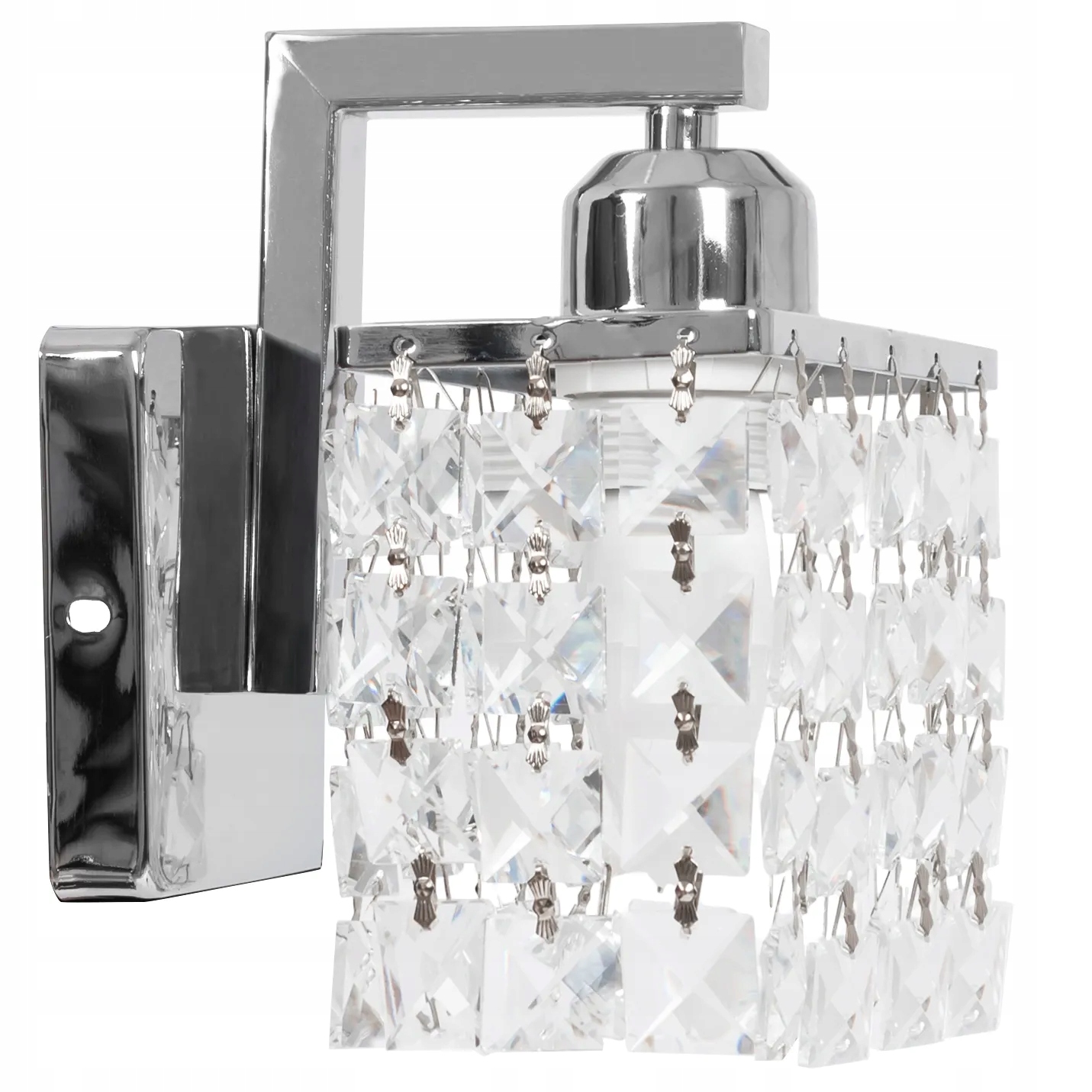 Lampa Kinkiet Ścienny Metalowy Kryształ Chrome