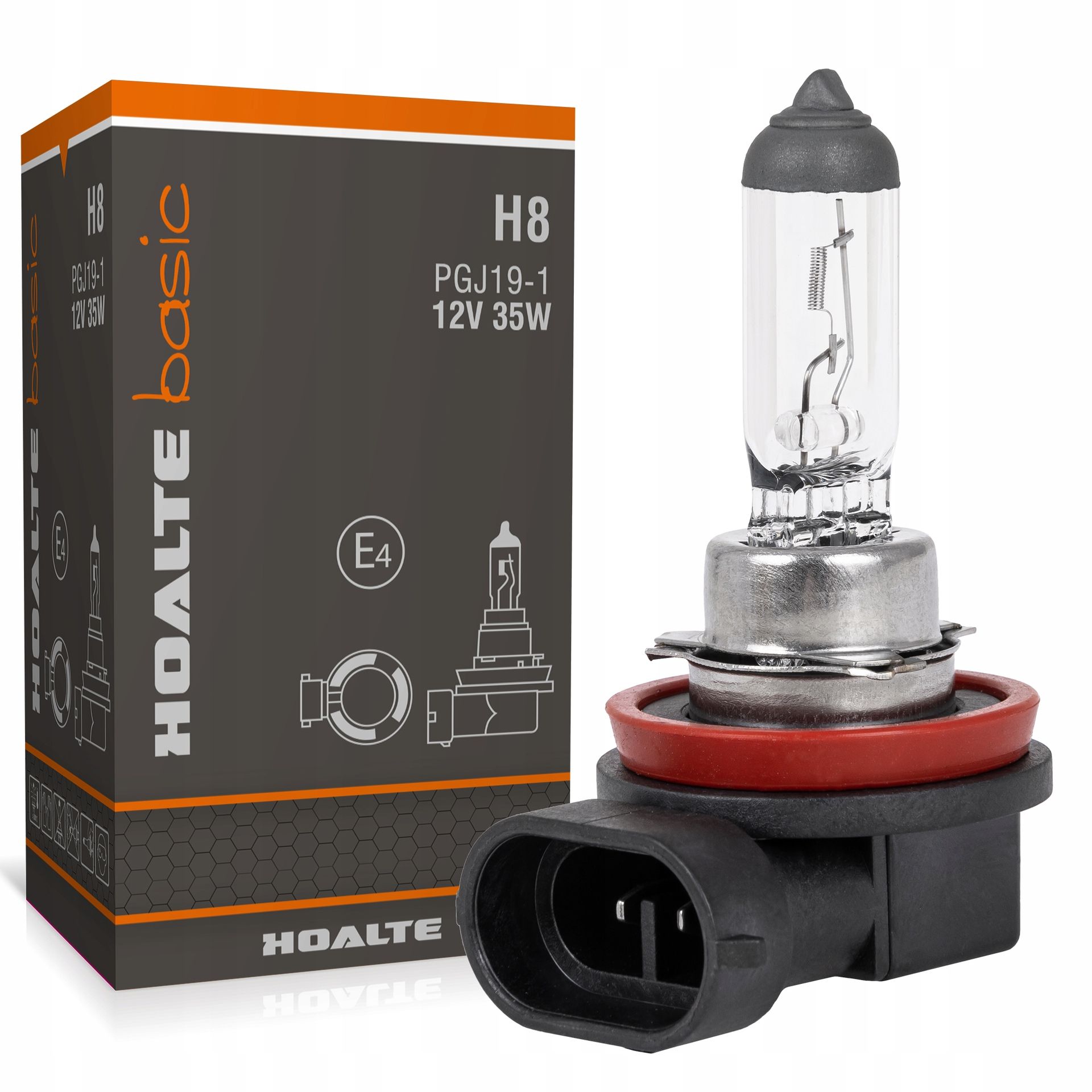 Żarówka H8 Hoalte 35W 12V PGJ19-1 Basic Clear Przeciwgielna E4 Filtr Uv