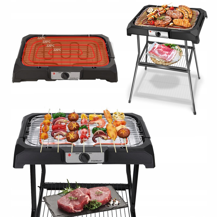 grill elektryczny stojacy Barbecue na balkon taras ogrodu Aigostar 2000W