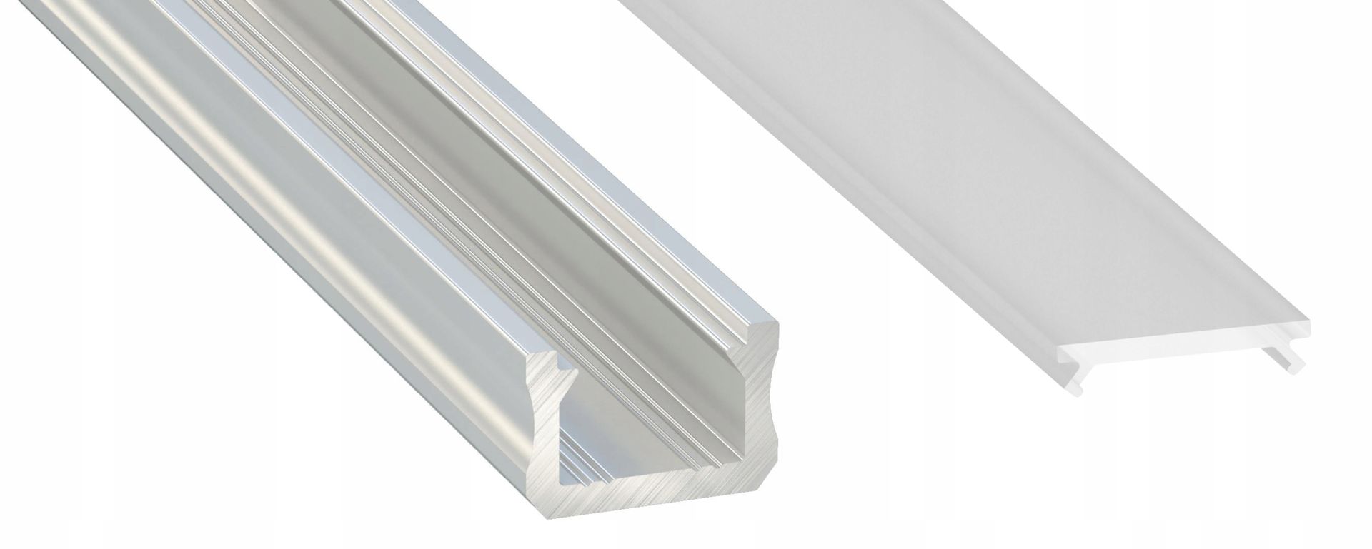 Profil aluminowy płaski X 1m Surowy z kloszem