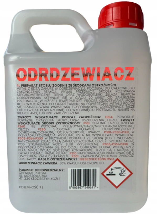Odrdzewiacz 50% kwas fosforowy Antykorozyjny 1L
