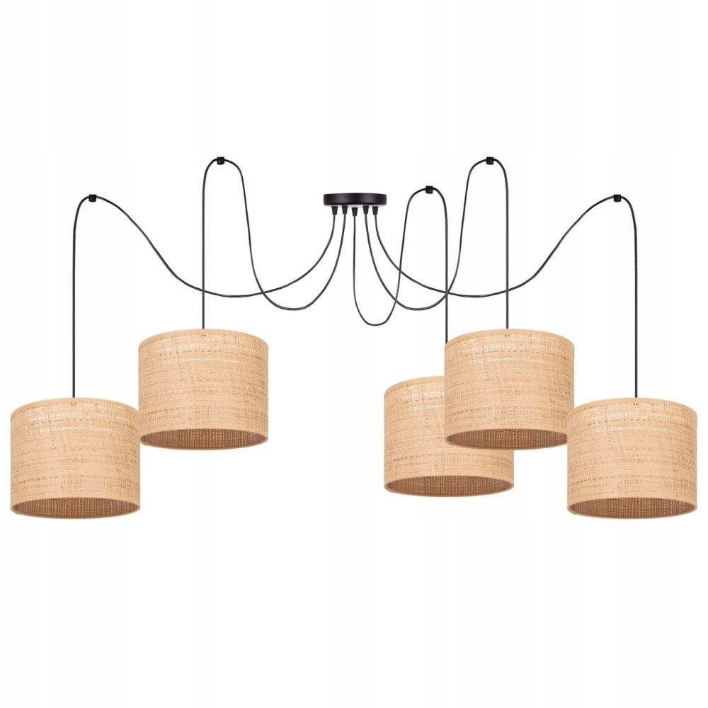 Skandynawska Lampa Wisząca Spider Ratan Rattan Led