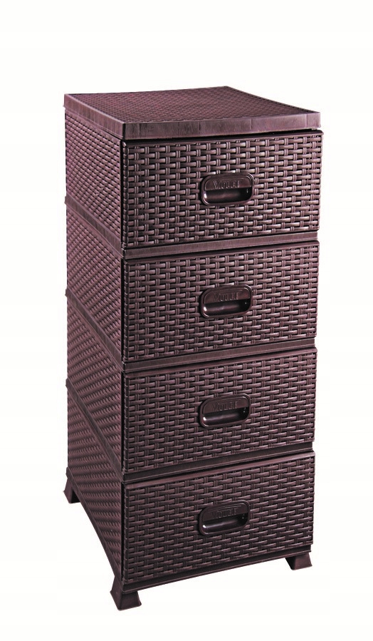 Komoda rattan 4 szufłady brąz ciemny
