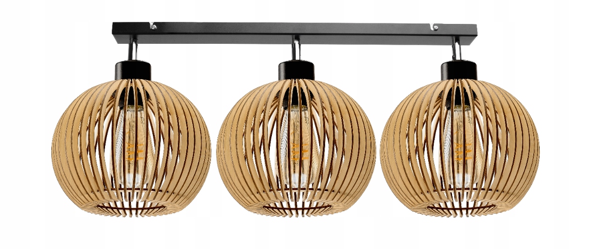 Lampa Sufitowa Żyrandol Led Do Salonu 3xE27 Regulowana Drewniana Luca05