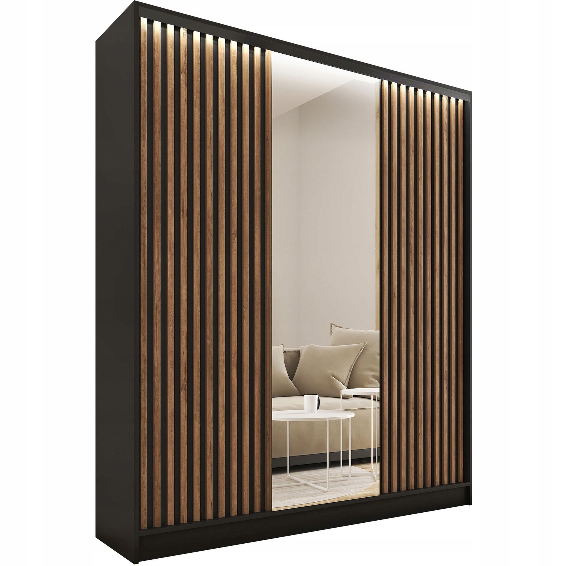 Szafa przesuwna z lustrem lamele 150cm Loft lefkas