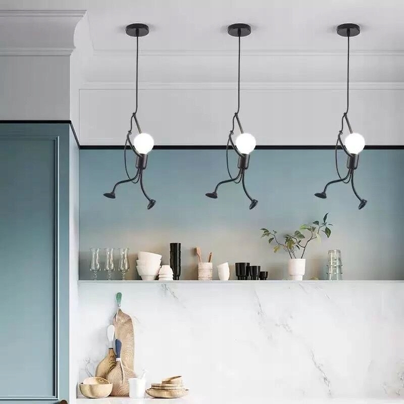 Lampa sufitowa Loft czarna, ludzik Humanoid Led typ. I