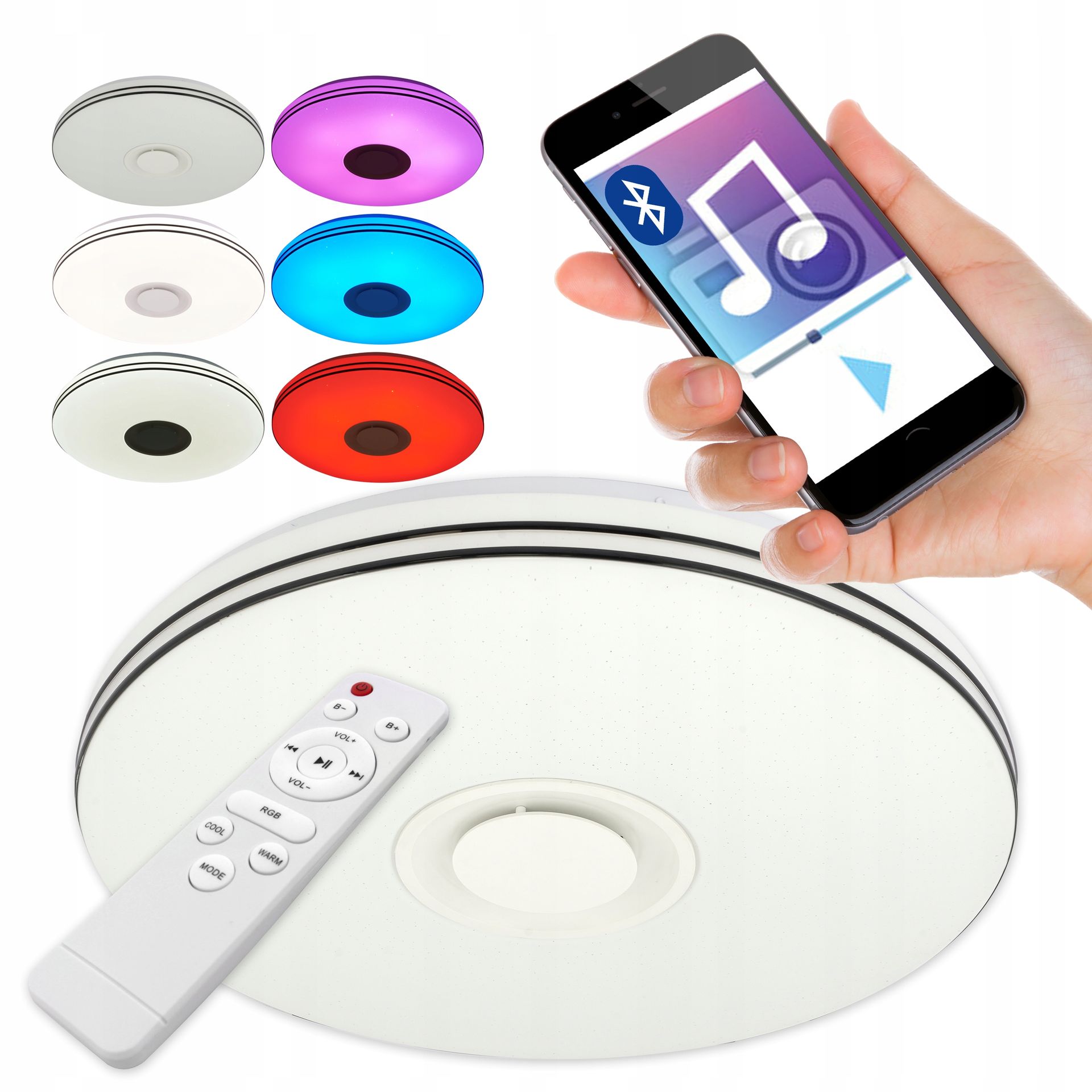 Plafon Led lampa Głośnik Bluetooth Rgbw 72W 50cm
