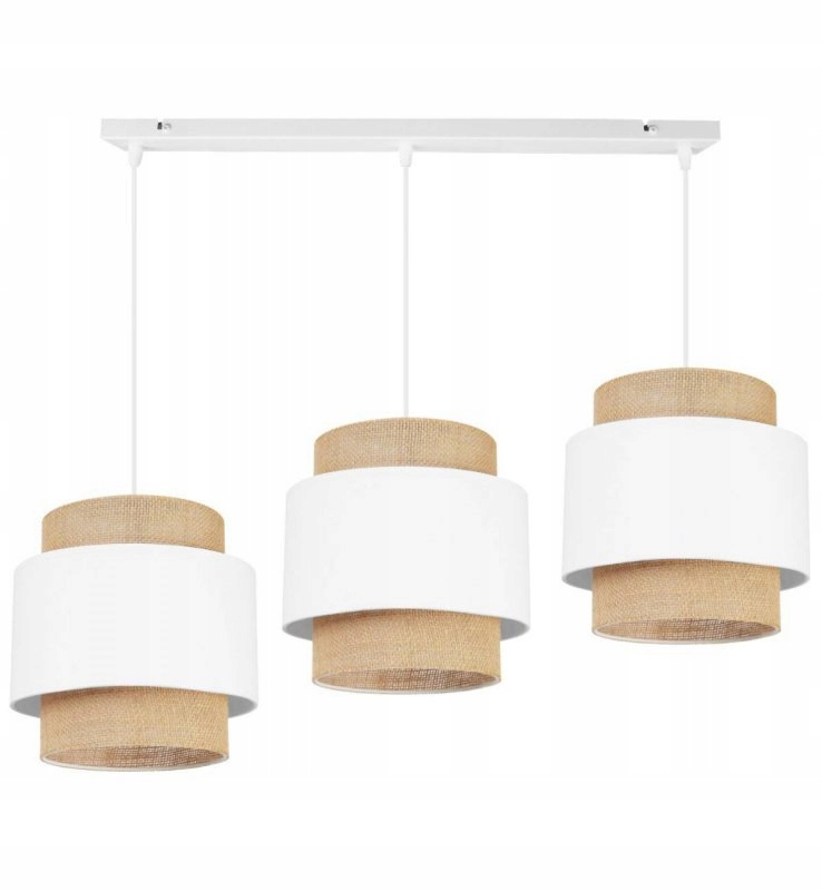Lampa Wisząca Skandynawska Biały Abażur Juta Natural Eko Light Home