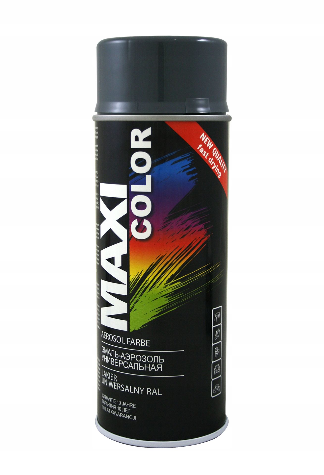Maxi Color Lakier Farba W Spreju Plastiku Metalu drewna Szary 7011 połysk
