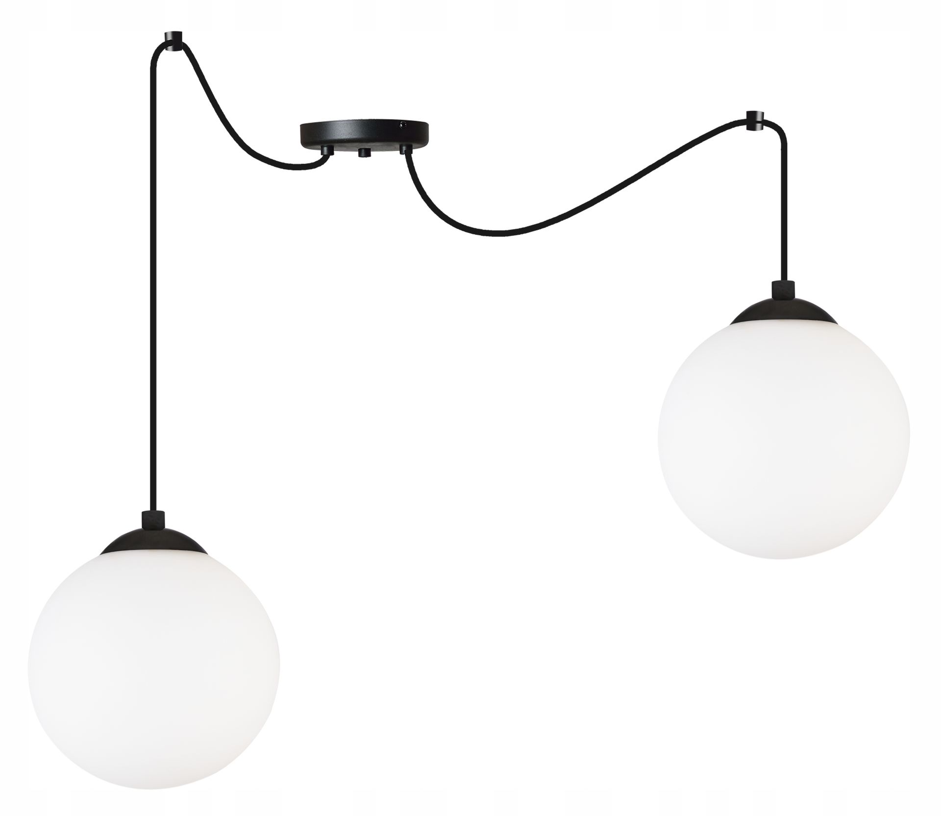 Lampa Sufitowa Wisząca Żyrandol Pająk Szklana Kula Biała Czarny Do Kuchni