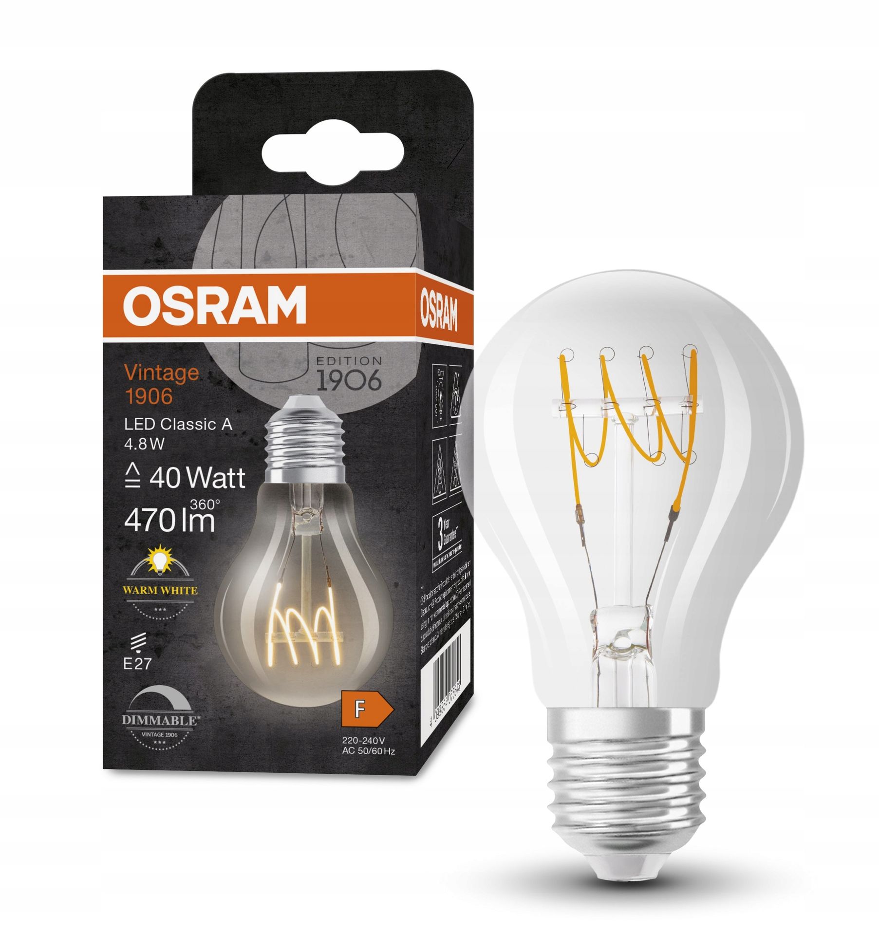 Osram Led żarówka Vintage Classic 4.8W 2700K 470lm DIM