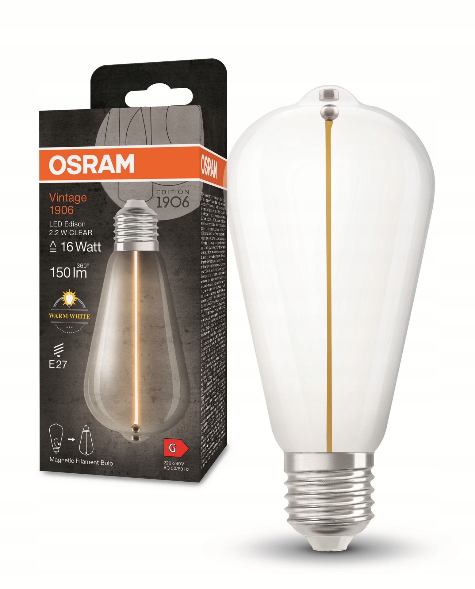 Osram żarówka Edison Led Vintage Filament Magnetic 2.2W 2700K E27 150lm