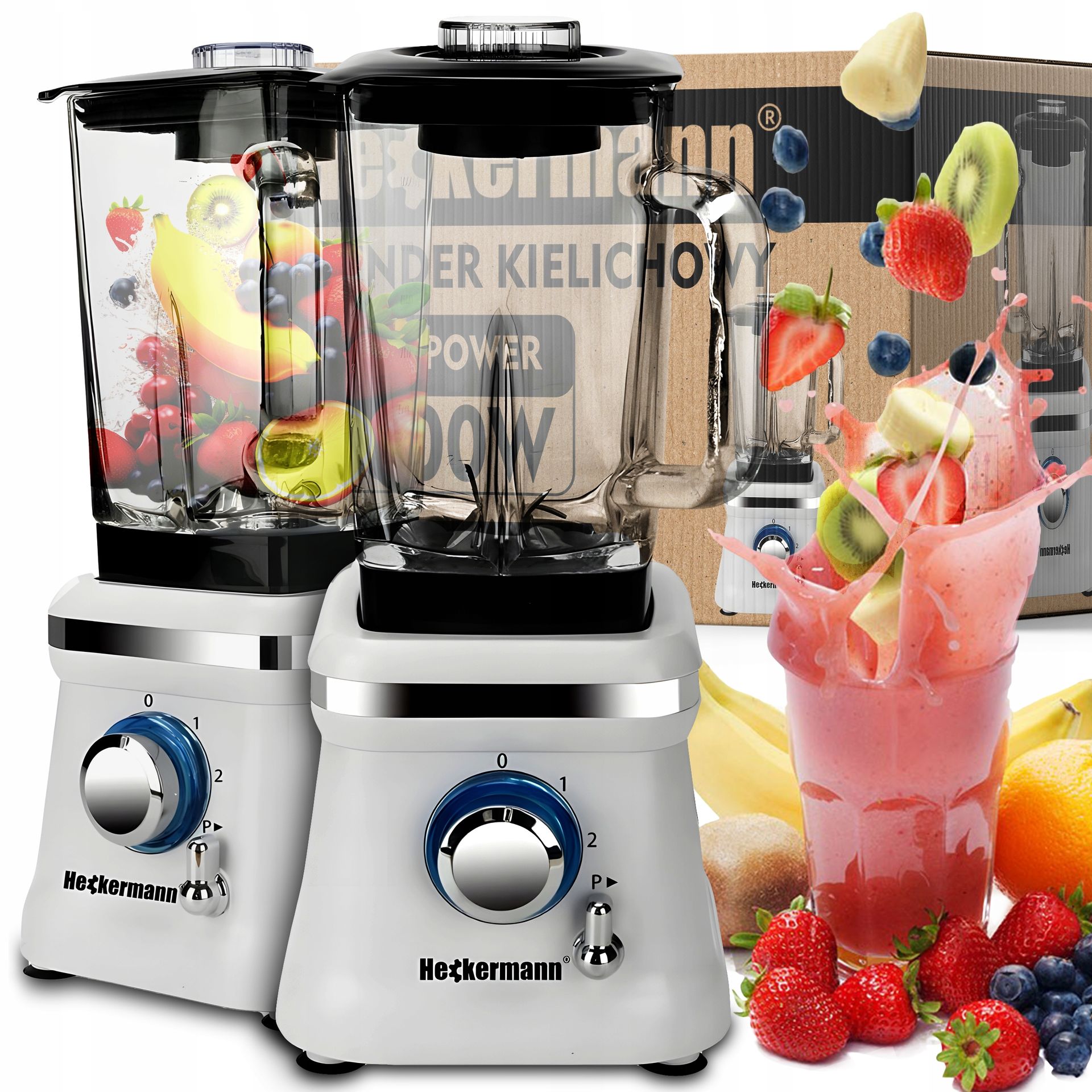 Blender Kielichowy Do Koktajli Smoothie Mocny 1600W 1,6L Kruszy Lód Premium