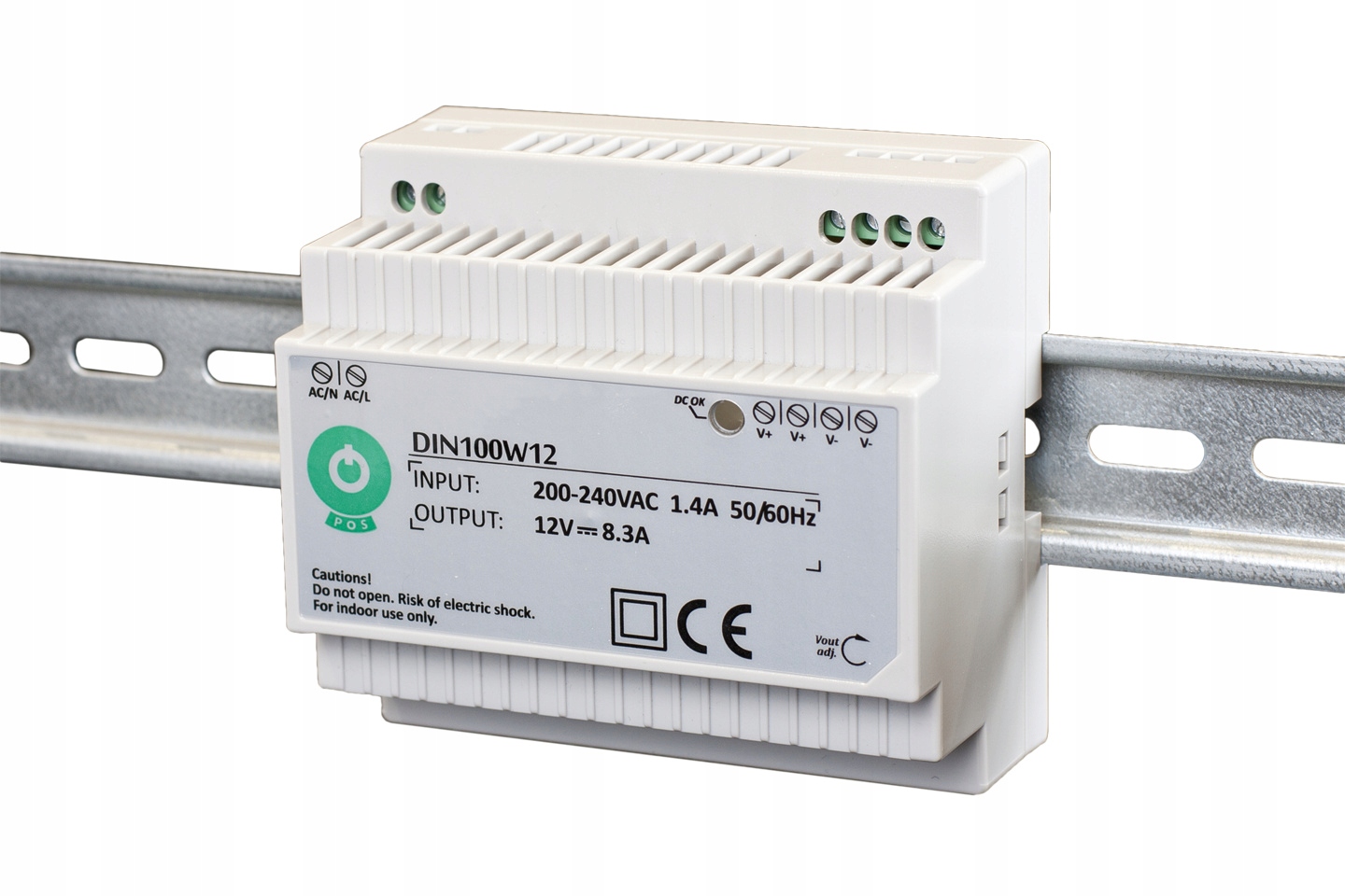 Zasilacz Na Szynę Din 12V 8A 100W Regulowany Do Taśmy Led Transformator DC