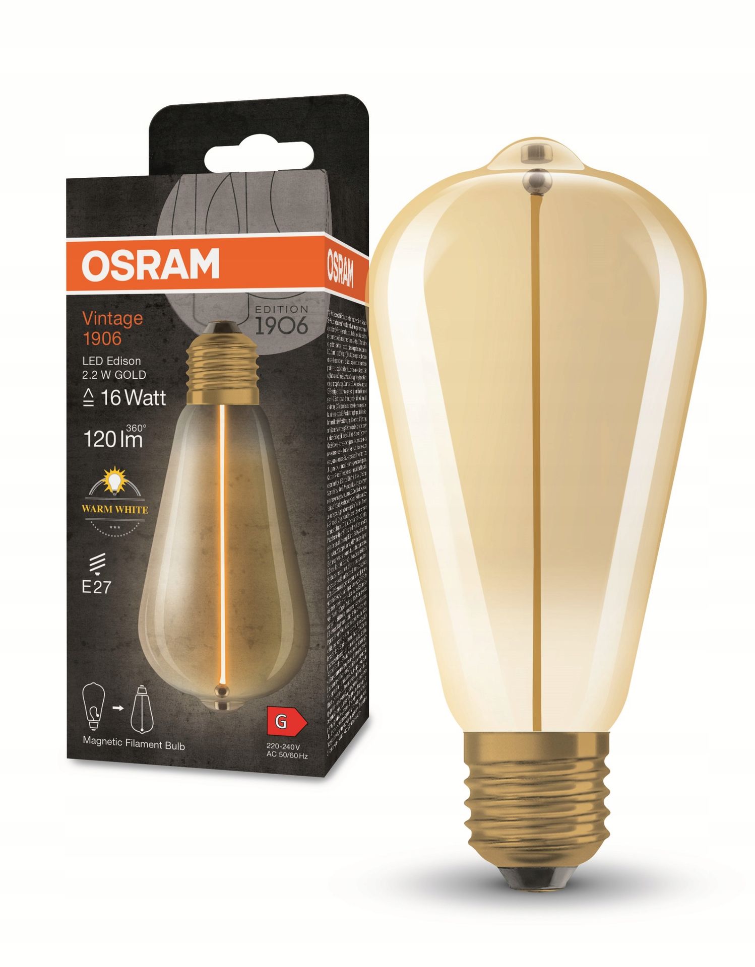 Osram żarówka Edison Led Vintage Filament Magnetic 2.2W 2700K E27 120lm