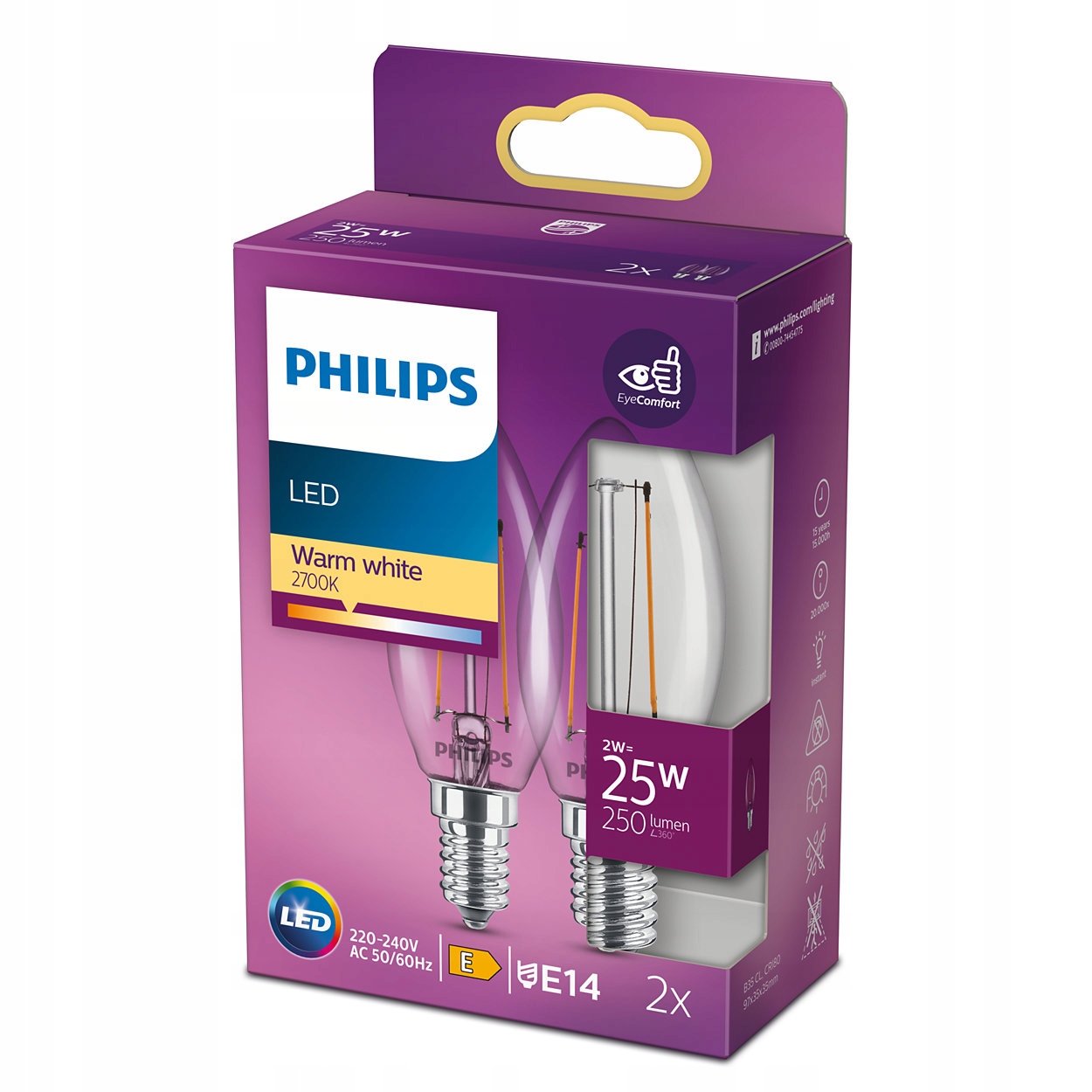Philips 8718699782054 lampa Led 2 W E14