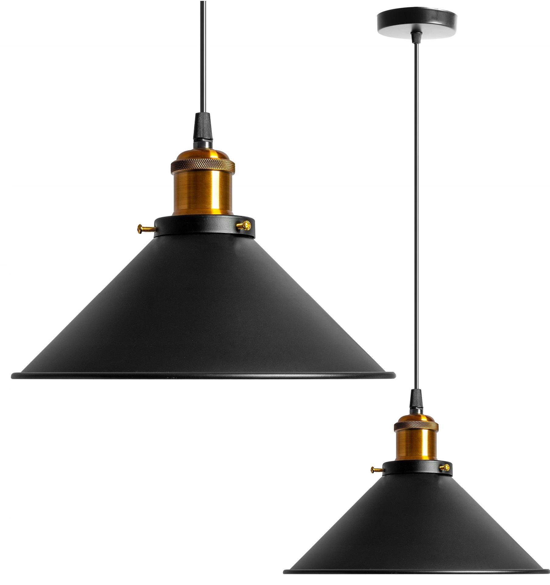 Lampa Sufitowa Wisząca Metalowa Porto Czarna Industrialna Black E27