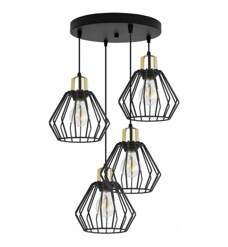 Lampa Wisząca Druciana Czarno Złota Loft Industrialna Light Home