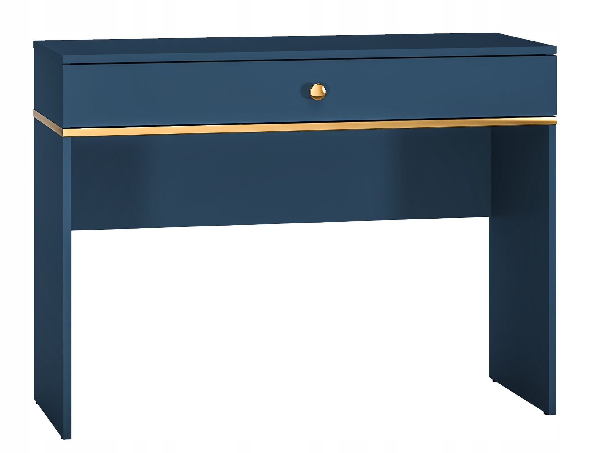 Toaletka konsola biurko do sypialni niebieski ze złotym uchwytem Marine 09