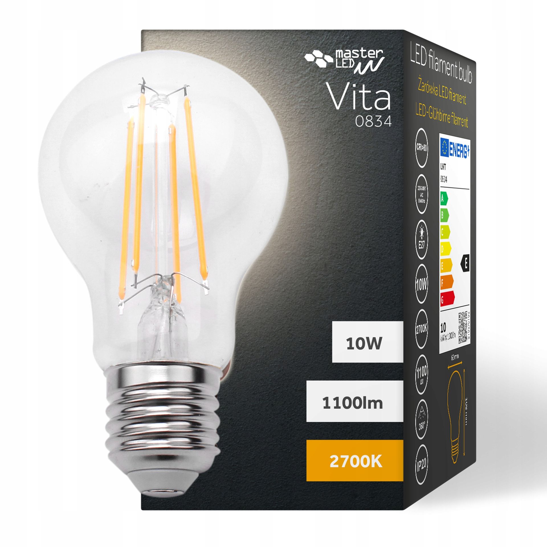 Żarówka Led E27 Filament Edison Retro Ozdobna 10W