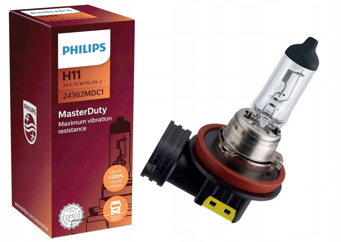 Żarówka Philips H11 24V 70W Master Duty +130% PGJ19-2 Odporna Na Wstrząsy