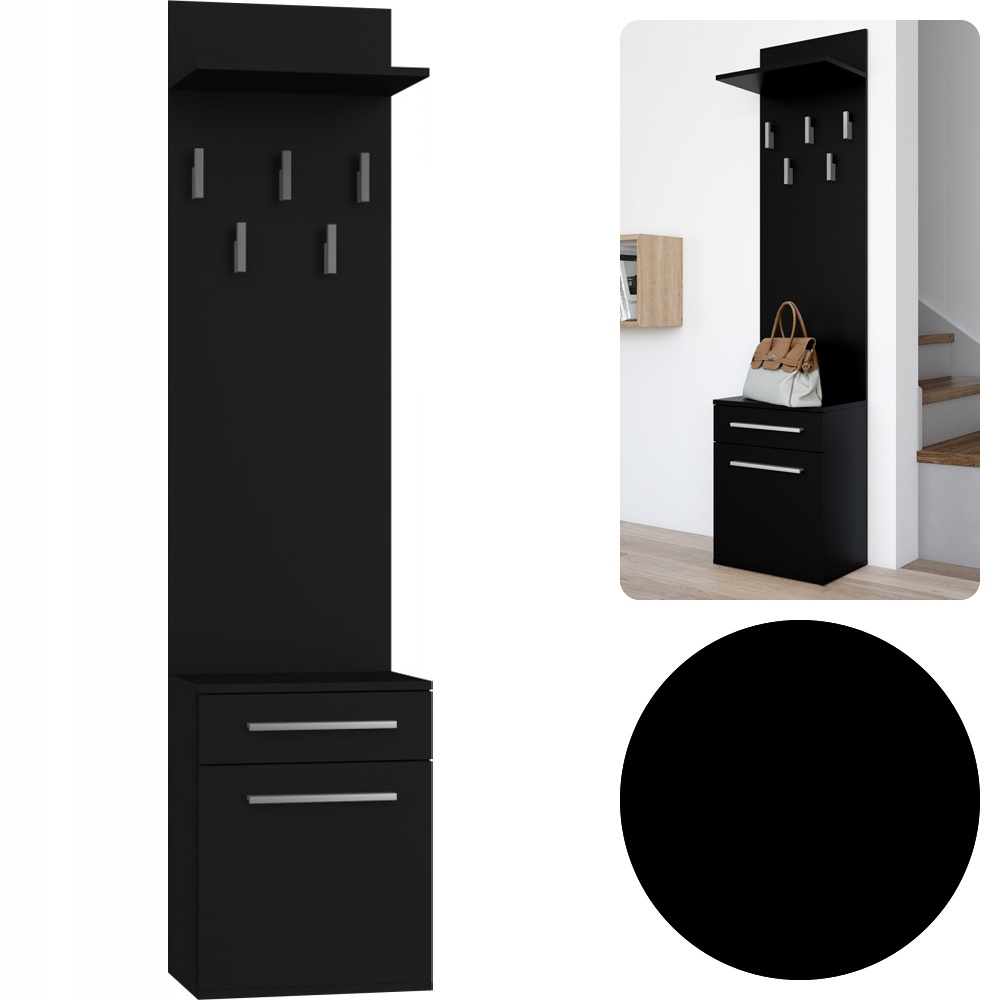 Garderoba Wieszak Na Ubrania Szafka Na Buty Obuwie Duo Czarna