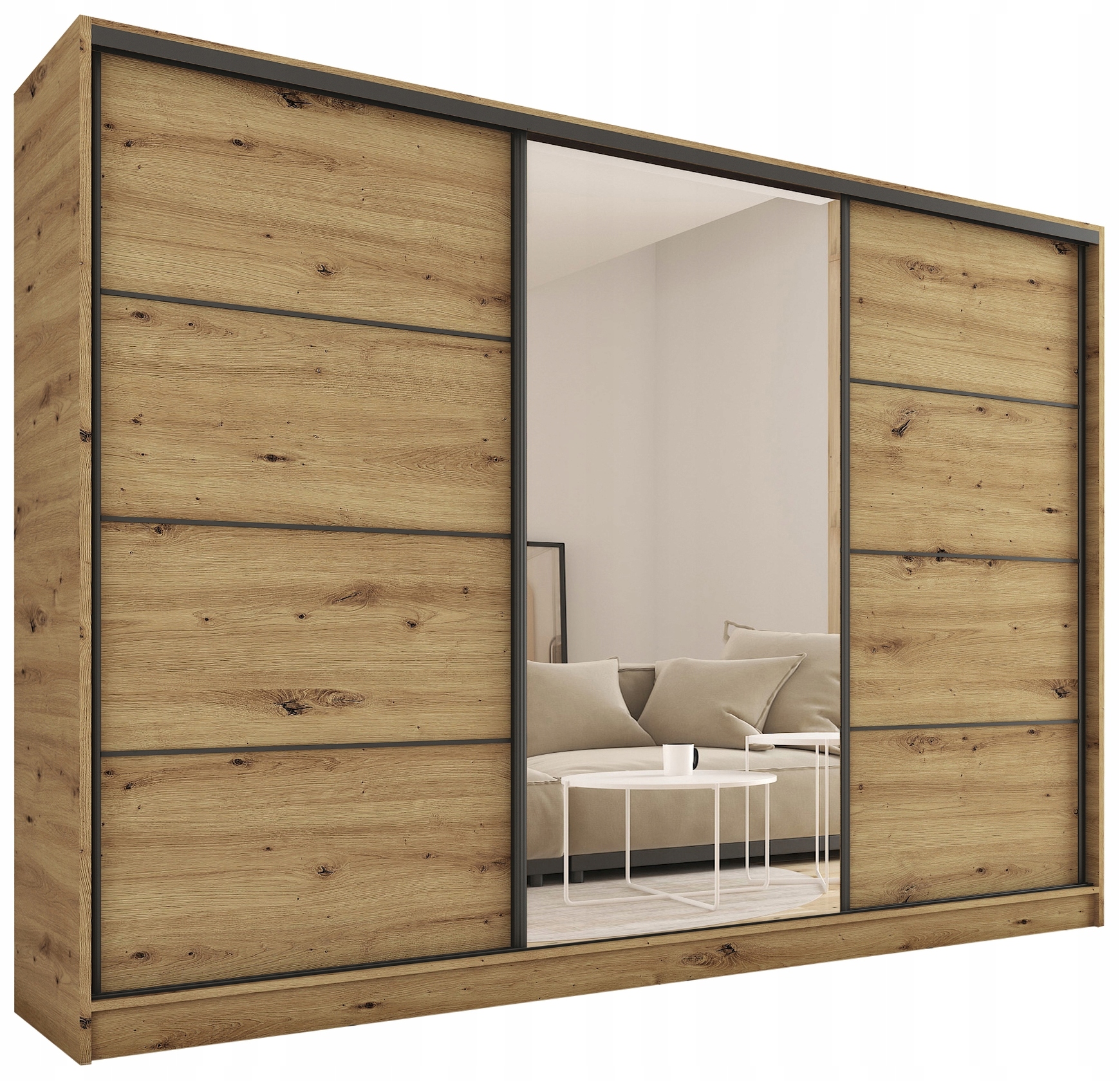Szafa przesuwna lustro szuflady 250cm artisan Loft