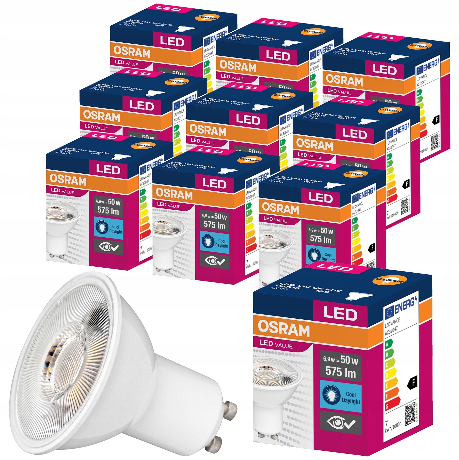 10x Żarówka Led GU10 6,9W 50W 575lm 6500K Osram