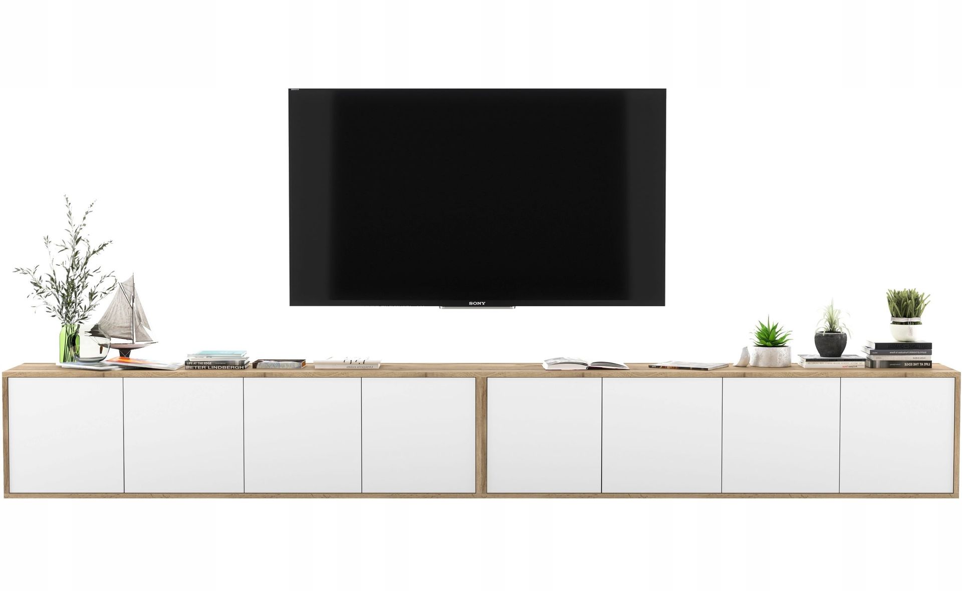 Wisząca Szafka Rtv Loft Komoda Rtv Biały Mat 300cm
