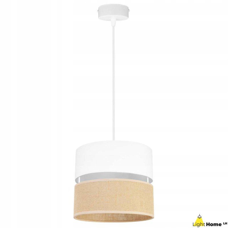 Lampa wisząca regulacja, abażur biało beżowy, Juta 2450/20/JB/1 Hom