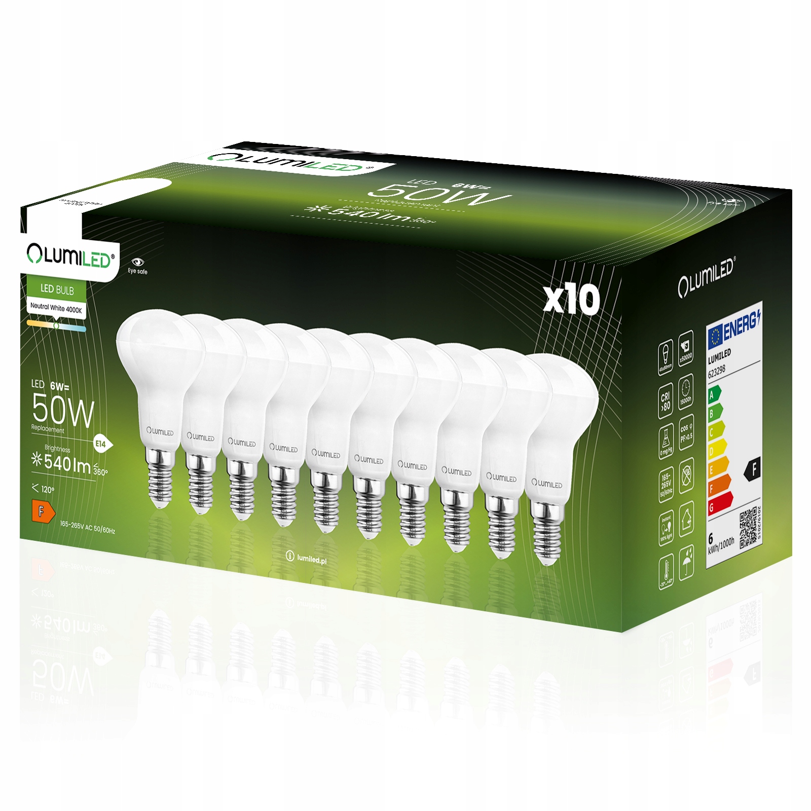 Zestaw 10x Żarówka Led E14 R50 Reflektor 6W 4000K