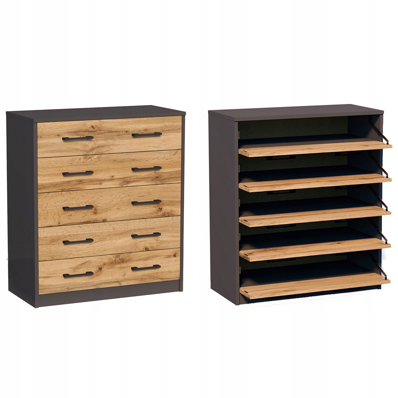 Szafka na Buty półka 74cm Pasja 5K Grafit Dąb wotan