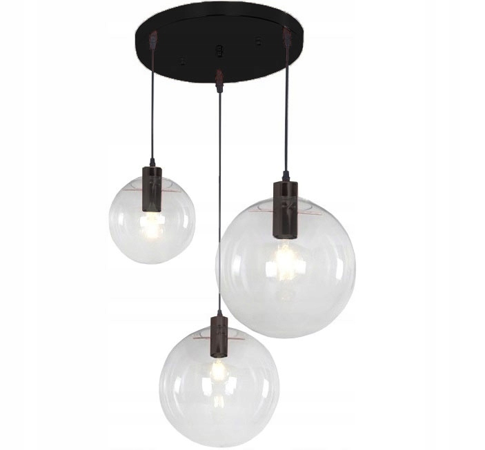 Lampa Sufitowa Wisząca Szklane Kule Czarna Nowoczesna Lassi Nad Stół