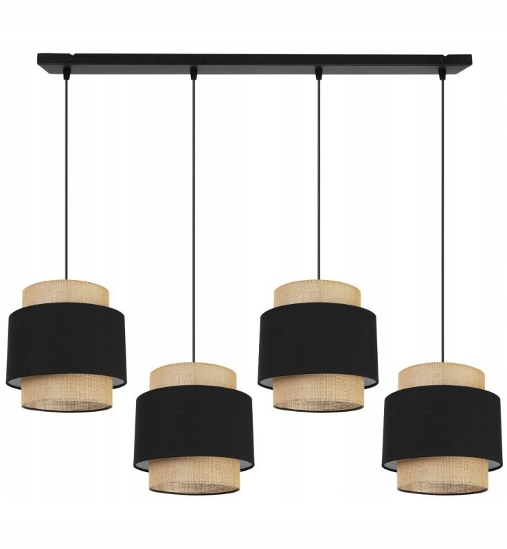 Lampa Wisząca Czarny Abażur Juta Natural Eko Na Listwie Light Home