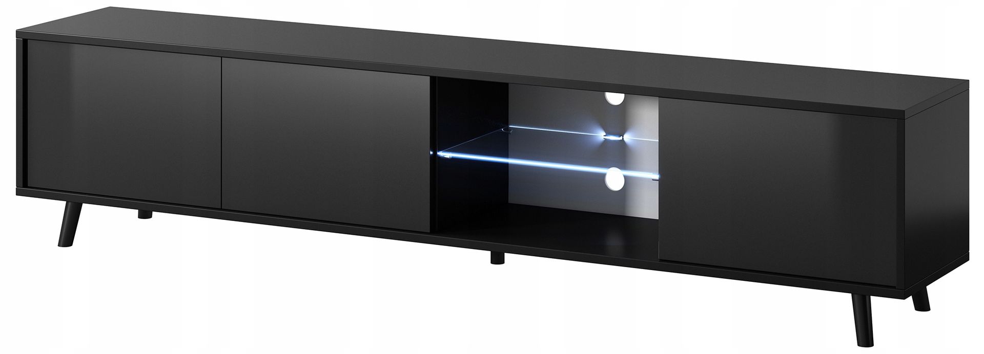 Szafka Rtv Galhad Czarny mat Czarny połysk