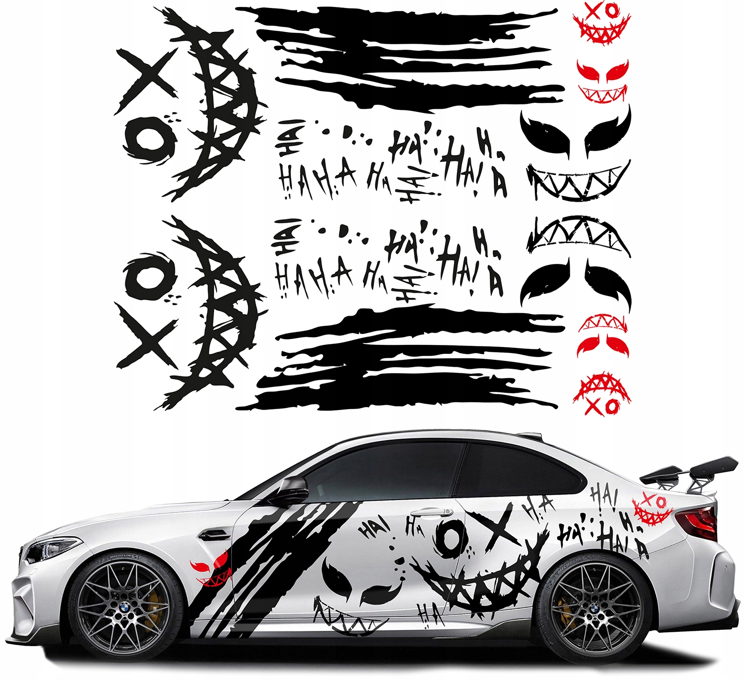 Naklejki Grafika na samochód Auto Motyw Ha Ha Joker 94x480cm 2 sztuki
