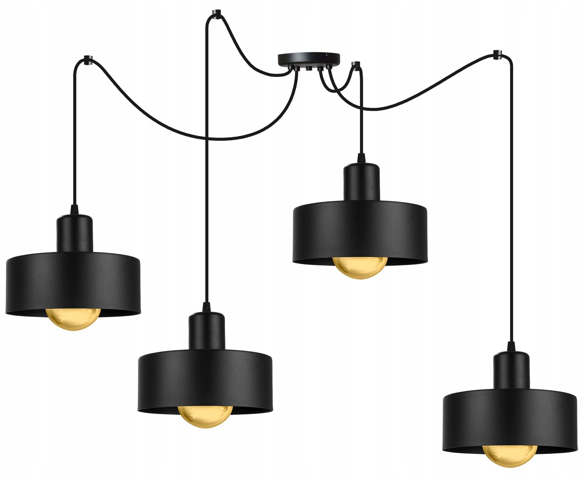 Lampa Sufitowa Wisząca Żyrandol Czarna Biała Pająk Loft Klosze Nowoczesna