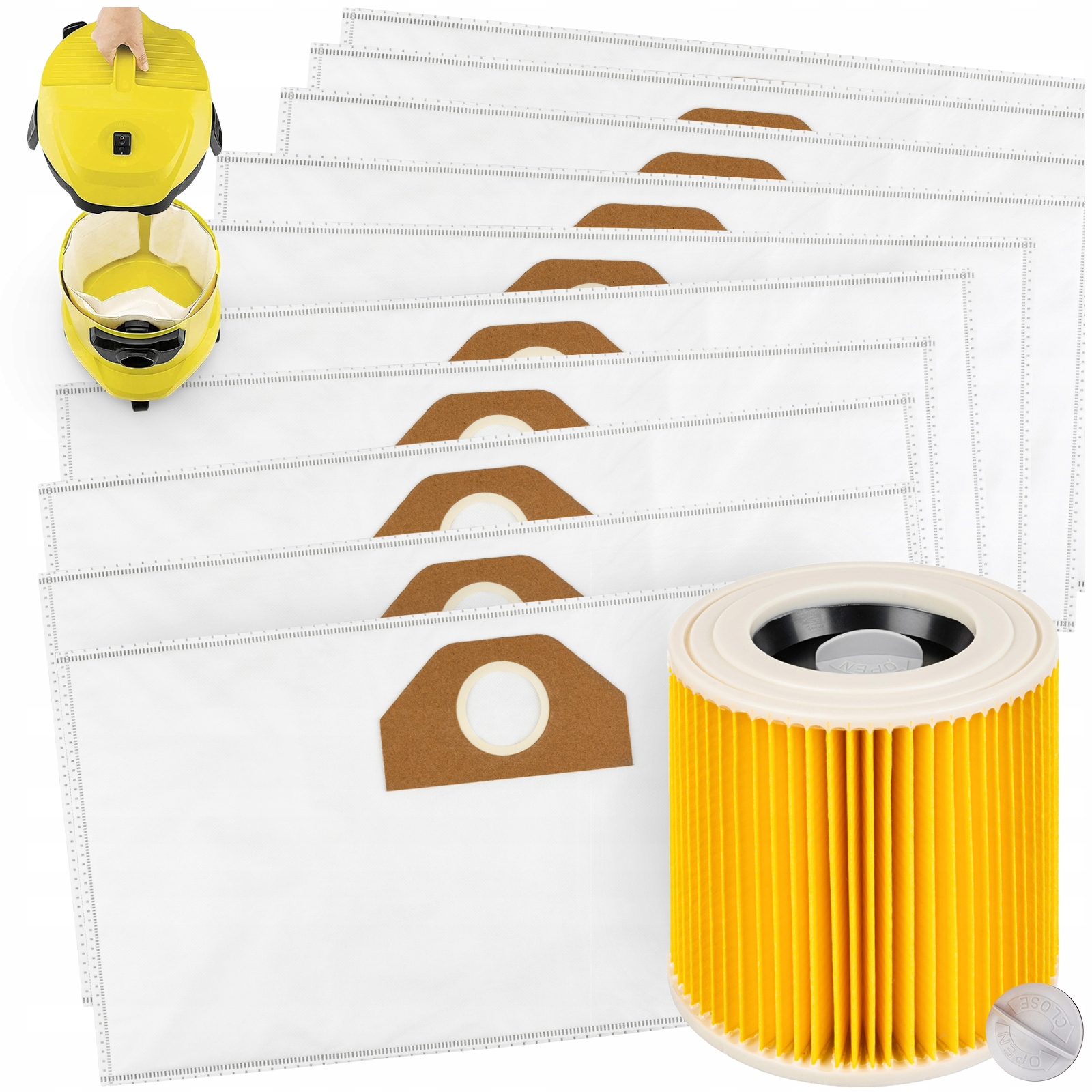 10x Worki Do Odkurzacza Karcher WD3 WD2 SE4001 Plus Kwd V-17 V-15 V12 Filtr