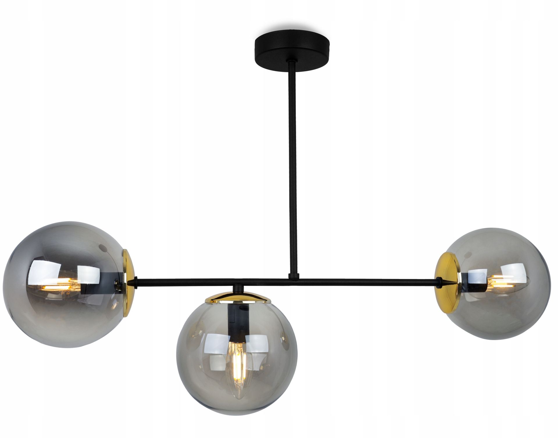 Lampa Sufitowa Wisząca Żyrandol Szklane Kule Potrójna Do Jadalni Salonu